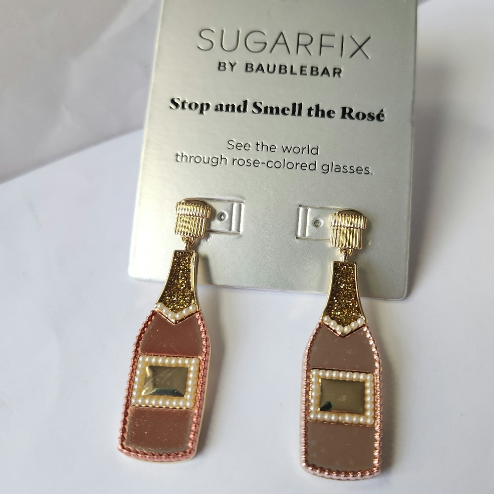Sugarfix By Baublebar Pink Rose/Gold Champagne Bottle Drop Earrings